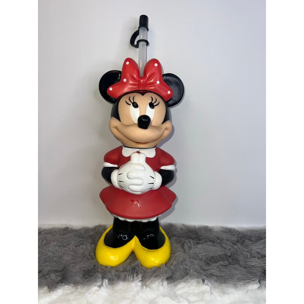 Vintage Disney Minnie Mouse Drink Container With Straw Rare Collectible